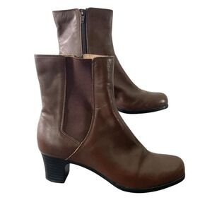 Comfortology Brown Leather Ankle Boots Women's‎ Size 8M 8 Heel Booties Comfort